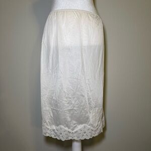 White Lace Trim Slip Skirt Midi Vintage Lingerie